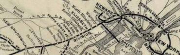 Map of Pennsylvania Railroad in 1911 between New York and New Brunswick